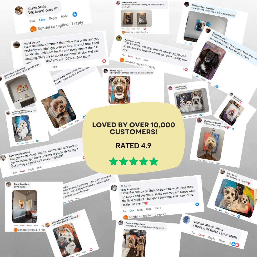 Collage of customer reviews with a highlighted rating on a gray background